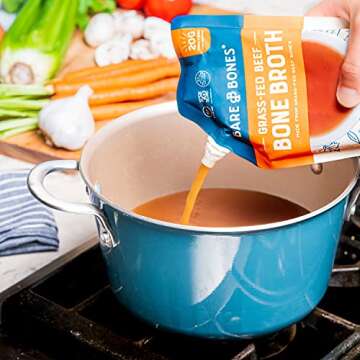 Bare Bones Beef Bone Broth - 16 oz Pack of 6 for Healthy Cooking