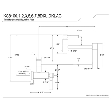 Kingston Brass KS8100DKL Kaiser Pot Filler - Matte Black