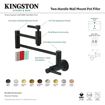 Kingston Brass KS8100DKL Kaiser Pot Filler - Matte Black