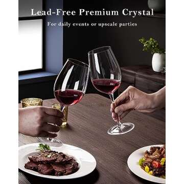 JBHO Hand Blown Italian Style Crystal White or Red Wine Glasses - Gift Packaging for Any Occasion - ...