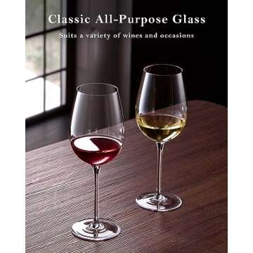 JBHO Hand Blown Italian Style Crystal White or Red Wine Glasses - Gift Packaging for Any Occasion - Lead-Free Premium Crystal Clear Glass - Set of 4-18 Ounce