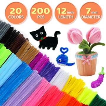 GAGANIU 200pcs Pipe Cleaners, Pipe Cleaners for crafts, Craft Supplies Multicolor Chenille Stems for...