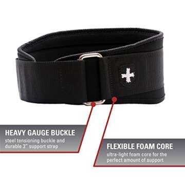 Harbinger 5-Inch Weightlifting Belt with Flexible Ultra-light Foam Core, Black, Large (33 - 37 Inches)
