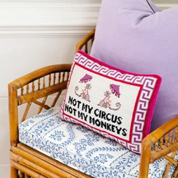 FURBISH Needlepoint Throw Pillow for Home Decor