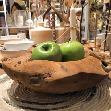 WHW Whole House Worlds Chunky Teak Wood Bowl - Unique Artisan Crafted Decorative Dish