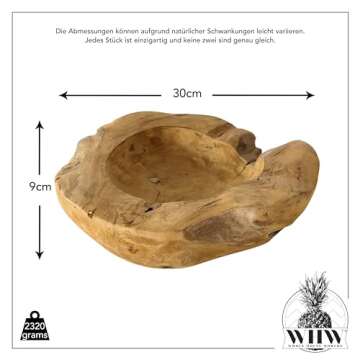 Handcrafted WHW Chunky Teak Wood Bowl for Stylish Decor