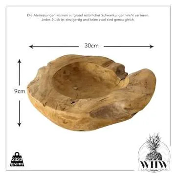 Handcrafted WHW Chunky Teak Wood Bowl for Stylish Decor