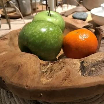 Handcrafted WHW Chunky Teak Wood Bowl for Stylish Decor