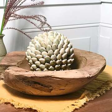 Handcrafted WHW Chunky Teak Wood Bowl for Stylish Decor