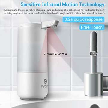 Soap Dispenser, Automatic Soap Dispenser Touchless Bath Kitchen Countertop Soap Dispenser with Infrared Motion Sensor, IPX6 Waterproof, 8.5OZ/250ML