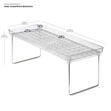 madesmart Clear Stacking Shelf - Large | CABINET COLLECTION | Organizer for Cabinet or Counter | Collapsible Legs for Storage | Non-slip Rubber Feet |