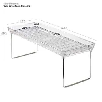 madesmart Clear Stacking Shelf - Large | CABINET COLLECTION | Organizer for Cabinet or Counter | Collapsible Legs for Storage | Non-slip Rubber Feet |
