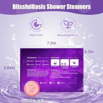 BlissfulOasis Shower Steamers 6 Packs, Shower Bath Bombs with Natural Fragrance, Self-Care & Relaxation Birthday Presents for Loved Ones, Shower Bombs with Valentine's Day Presents for Women and Men