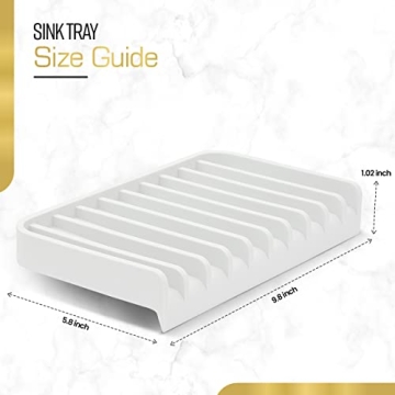 EFFILOGIC Kitchen Soap Tray - Dish Soap Holder for Kitchen Counter Kitchen Sink Sponge Holder Sink Protectors for Kitchen Sink Organizer Drying Mat for Kitchen Counter Bathroom Soap Holder Large White