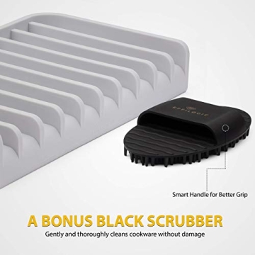 EFFILOGIC Kitchen Soap Tray - Dish Soap Holder for Kitchen Counter Kitchen Sink Sponge Holder Sink Protectors for Kitchen Sink Organizer Drying Mat for Kitchen Counter Bathroom Soap Holder Large White