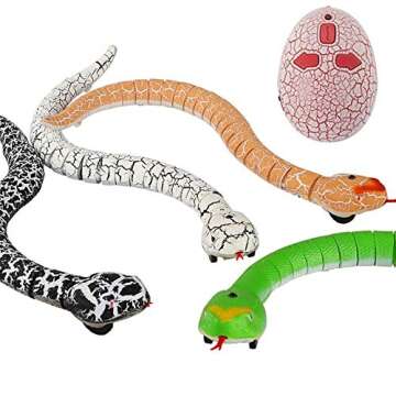 Liberty Imports 16 Inch Remote Control Rattle Snake Toy, Realistic Reptile Robot with Egg Shaped Infrared Receiver, RC Snake Prank Toy Ideal Gift for Kids or for Adults (White)