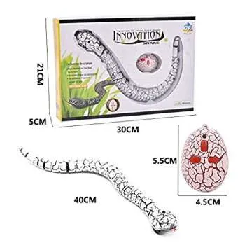 Liberty Imports 16 Inch Remote Control Rattle Snake Toy, Realistic Reptile Robot with Egg Shaped Infrared Receiver, RC Snake Prank Toy Ideal Gift for Kids or for Adults (White)
