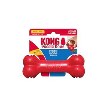 KONG Goodie Bone - Classic Durable Natural Rubber Dog Bone, Supports Mental Engagement - Treat Dispensing - Red - for Small Dogs