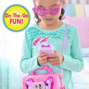 Disney Junior Minnie Mouse Bowfabulous Bag Set, 7-Piece Dress Up and Pretend Play Toy Purse, Kids Toys for Ages 3 Up by Just Play