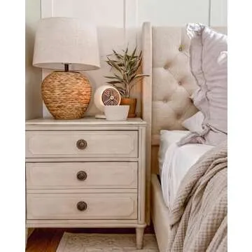 JONATHAN Y JYL6501A Alaro 24.5" Banana Leaf Basket LED Table Lamp Coastal Cottage Industrial Bedside Desk Nightstand for Bedroom Living Room Office College Bookcase LED Bulb Included, Natural