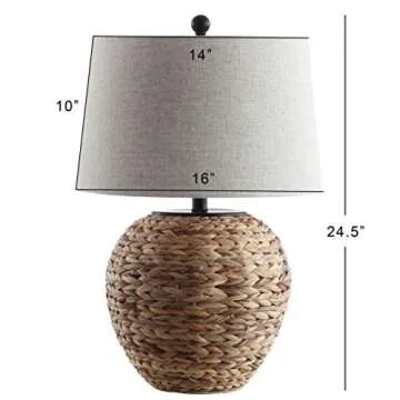 JONATHAN Y JYL6501A Alaro 24.5" Banana Leaf Basket LED Table Lamp Coastal Cottage Industrial Bedside Desk Nightstand for Bedroom Living Room Office College Bookcase LED Bulb Included, Natural