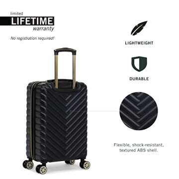 Kenneth Cole REACTION Madison Square Lightweight Hardside Chevron Expandable Spinner Luggage, Black, 2-Piece Set (20" & 28")