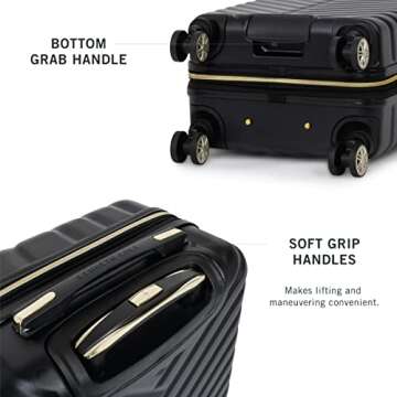 Kenneth Cole REACTION Madison Square Lightweight Hardside Chevron Expandable Spinner Luggage, Black, 2-Piece Set (20" & 28")