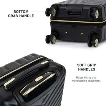Kenneth Cole REACTION Madison Square Lightweight Hardside Chevron Expandable Spinner Luggage, Black, 2-Piece Set (20" & 28")