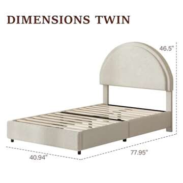 REVOMINCA Twin Size Bed Frame, Upholstered Boucle Bed Frame with Headboard, Modern Twin Beds, Soft A...