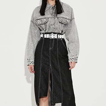 2 Pack Grommet Leather Belts for Men and Women - Black and White