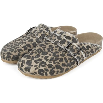 RACHAPE Canvas Loafer Women's Vintage Clogs Flat Slides Slip On Mules Shoes Low Top Backless Casual ...