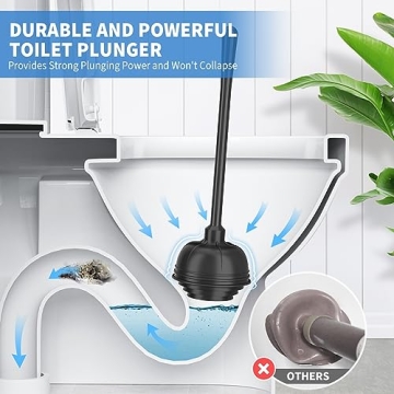 Uptronic Heavy Duty Toilet Plunger and Brush Set with Holder