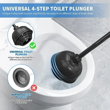 Uptronic Heavy Duty Toilet Plunger and Brush Set with Holder