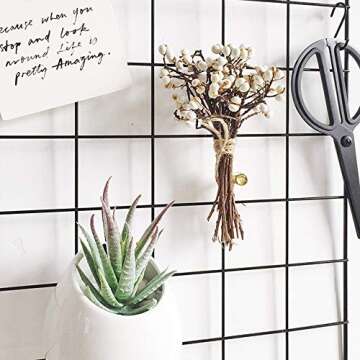 Wall Grid Photo Display Panel, Wall Hanging Metal Wire Pictures Cards and Memo Sheets Holder, Multif...