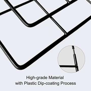 Wall Grid Photo Display Panel, Wall Hanging Metal Wire Pictures Cards and Memo Sheets Holder, Multifunction Mesh Board for Home and Office Decoration, Storage, File Organizer (Black, 17.7" x 37.4")