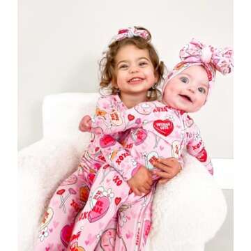 Lamuusaa Newborn Baby Girl Valentines Day Outfit Heart Long Sleeve Romper Zipper Bodysuit Jumpsuit w...