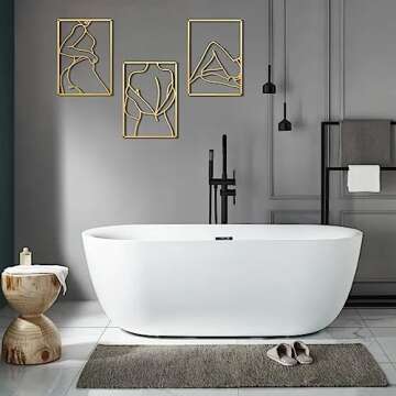 HOTNIU Gold Metal Wall Decor 3 Pieces Minimalist Abstract Wall Art Women Body Shape Line Drawing Wall Sculptures Aesthetic Home Wall Hanging Decor for Bedroom Living Room Bathroom