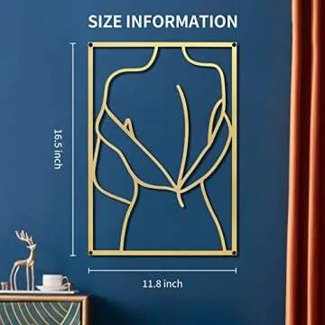 HOTNIU Gold Metal Wall Decor 3 Pieces Minimalist Abstract Wall Art Women Body Shape Line Drawing Wall Sculptures Aesthetic Home Wall Hanging Decor for Bedroom Living Room Bathroom