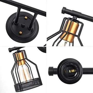 Pauwer Industrial Bathroom Vanity Light 3 Light Farmhouse Metal Cage Bathroom Wall Light Fixture Black Wall Sconce Lighting Edison Vintage Wall Light Fixture for Bathroom Vanity Mirror Cabinet