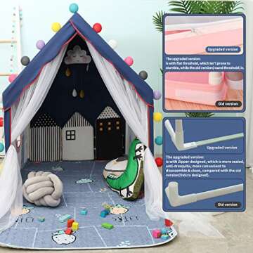 YOIKO Kids Indoor Playhouse Tent with Star Lights