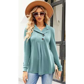 Newchoice Women's Shirts Long Sleeve V neck Work Business Extra Long Tunic Tops To Wear with Legging...