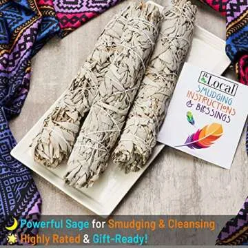 JL Local Wanderlust 9” White Sage Smudge Stick - Extra Large Smudging Wand Incense Stick for Cleansing, Purifying, Healing, Meditation, Yoga, Blessing (3 Pack)