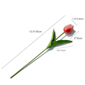 Mandy's 20pcs Realistic Coral Artificial Tulips for All Occasions