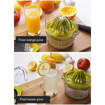 Drizom Citrus Lemon Orange Juicer Manual Hand Squeezer with Built-in Measuring Cup and Grater, 12OZ, Green