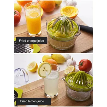 Drizom Citrus Lemon Orange Juicer Manual Hand Squeezer with Built-in Measuring Cup and Grater, 12OZ, Green