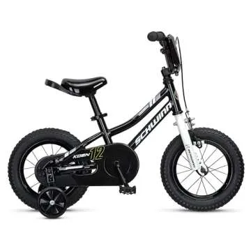 Schwinn Koen & Elm BMX Style Toddler and Kids Bike, For Girls and Boys, 12-Inch Wheels, With Saddle Handle, Training Wheels, Chain Guard, and Number Plate, Recommended Height 28-38 Inch, Black
