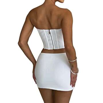 SHESEEWORLD Women's Sexy Split Slit Hem Club Bodycon Pencil Mini Skirt White