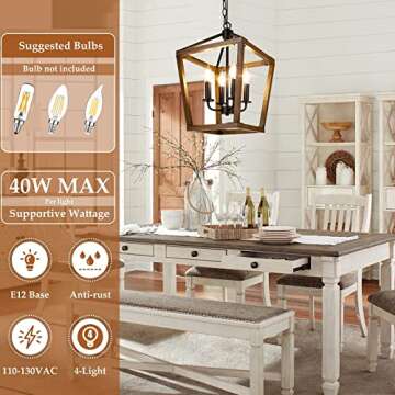 Farmhouse Chandelier Light Fixture for Kitchen Dining Room