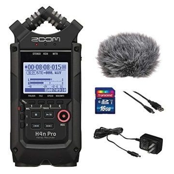 Zoom H4n Pro All Black 4-Track Recorder Bundle with Accessories