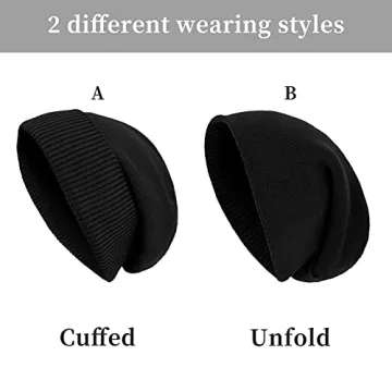 Surblue Knit Winter Beanie for Men and Women - Black